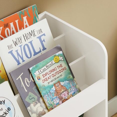 SoBuy KMB79-W Bibliothèque pour Enfant, Étagère de Rangement pour Jouets et Livres, Meuble de Rangement pour Chambre d’Enfants avec 3 Étagères, 4 Compartiments et 2 Boîtes de Rangement