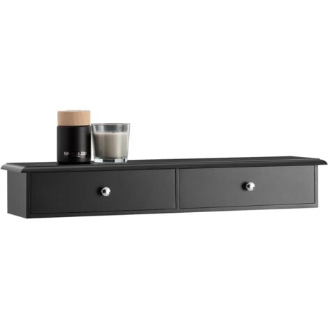 SoBuy FRG43-SCH Meuble d’entrée de Rangement, Étagère Murale 2 tiroirs, Armoire à clés, Porte-clés, Noir