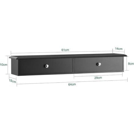 SoBuy FRG43-SCH Meuble d’entrée de Rangement, Étagère Murale 2 tiroirs, Armoire à clés, Porte-clés, Noir