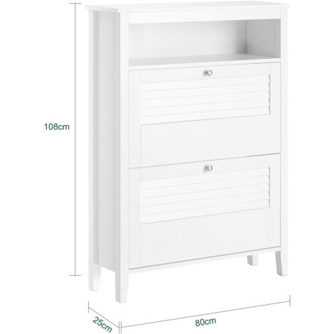 Meuble D'entrée à Chaussures 3 Portes Couleur Chêne Et Blanc