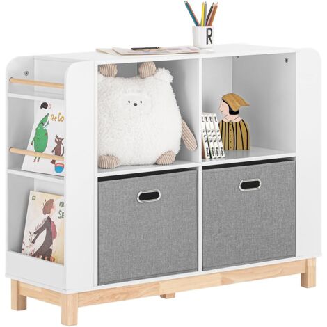 Sobuy – Bibliothèque enfant KMB85W – Étagère de rangement jouets 4 compartiments – Dimensions L100 x P35 x H80 cm – Panneaux MDF blanc