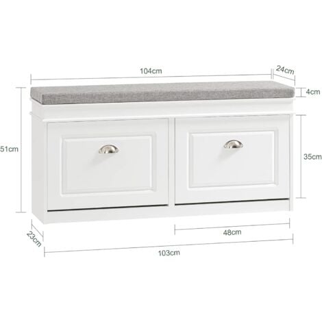 SoBuy FSR64-W Banc de Rangement à Chaussures Meuble d'entrée avec Coussin(FRG54-W gratuit)