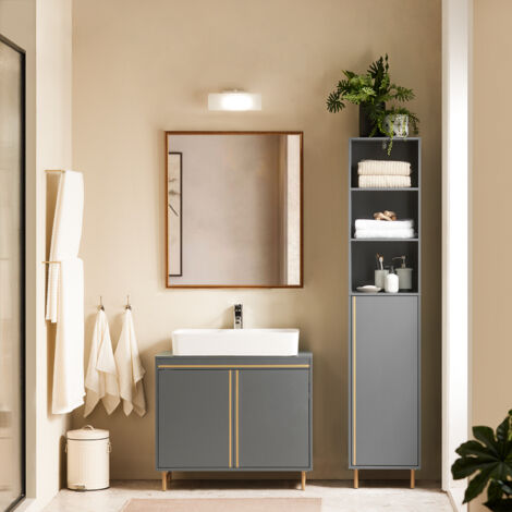 Meuble Colonne Salle De Bain Blanc - 30x170x30cm - Avec Tiroir Et Panier à Linge - Idéal Petit Espace WC Ou Salle De Bain