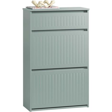 Sobuy – Meuble à chaussures FSR165HG – 2 abattants + 1 tiroir – Dimensions L61 x P26 x H100 cm – MDF E1 – Couleur gris