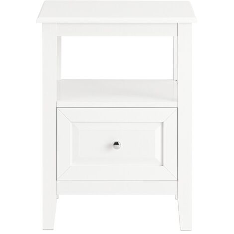 Table De Chevet Yaheetech Blanc – 1 Tiroir – En MDF – 60x30x40 Cm – Neuve