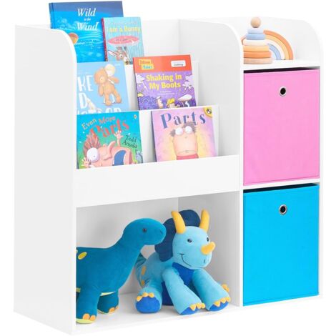 SoBuy KMB37-F Étagère de Rangement pour Livres et Jouets Enfant Bibliothèque Étagère à Livres Meuble de Rangement Multifonctionnel avec 2 Paniers