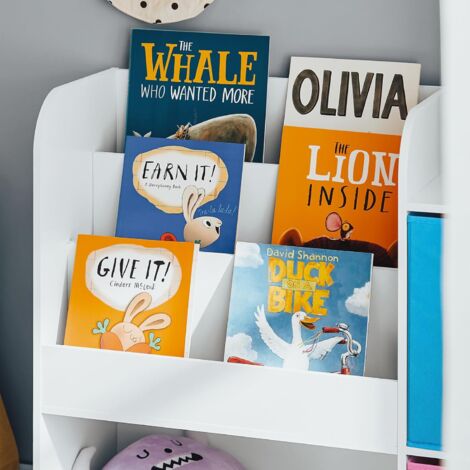 SoBuy KMB37-F Étagère de Rangement pour Livres et Jouets Enfant Bibliothèque Étagère à Livres Meuble de Rangement Multifonctionnel avec 2 Paniers