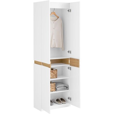 Sobuy – Garde-robe armoire 2 portes KSB01W – MDF blanc – Dimensions L61 x P30 x H192 cm – 5 compartiments pour rangement optimisé