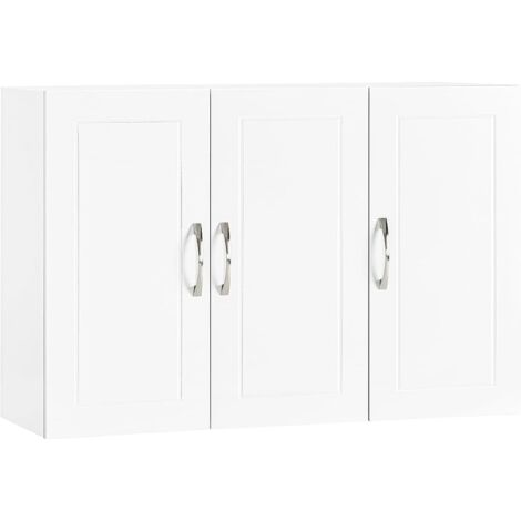 Sobuy – Armoire murale de salle de bain FRG231LW – Meuble haut avec 3 portes – Dimensions 90x30x60 cm – MDF blanc pour rangement esthétique