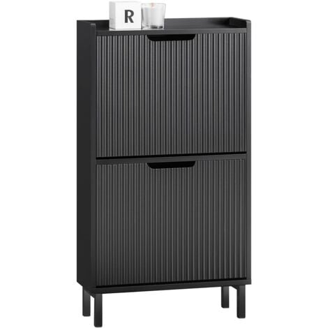 CASABEL Meuble A Chaussure 18 Paires - Armoire Grande Capacité Pour Entree, Couloir - Bois Industriel Noir