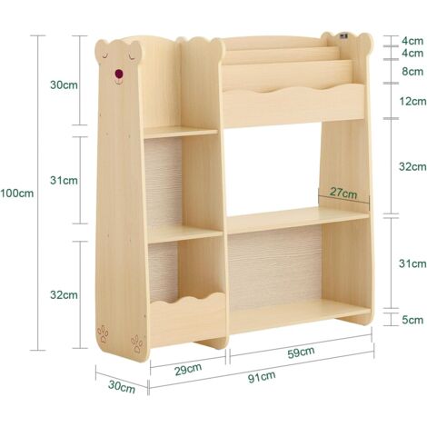 SoBuy KMB101-N Étagère de Rangement pour Enfants, Meuble Enfant Rangement pour Livres et Jouets, Bibliothèque Organisateur pour Chambre d’Enfants, Salle de Jeux, Salon
