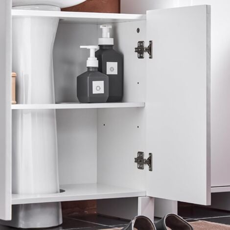 SoBuy BZR164-W Meuble Sous-Lavabo, Meuble Sous-Vasque à 2 étages réglable et 2 Portes, Meuble de Rangement de Salle de Bain, Placard de Rangement, L60 x P30 x H62 cm, Blanc
