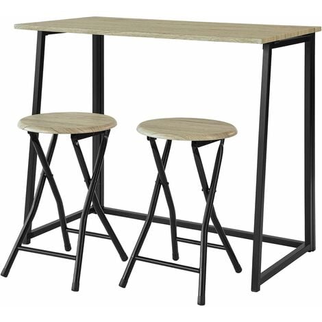 Set de 1 Table + 2 Chaises Table à Manger Table de Cuisine Ensemble Table de Balcon + 2 tabourets avec Repose-Pieds Table,OGT18-N,SoBuy®