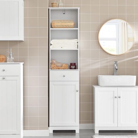 Meuble Colonne de Salle de Bain Armoire Haute Meuble Rangement,SoBuy® BZR17-W
