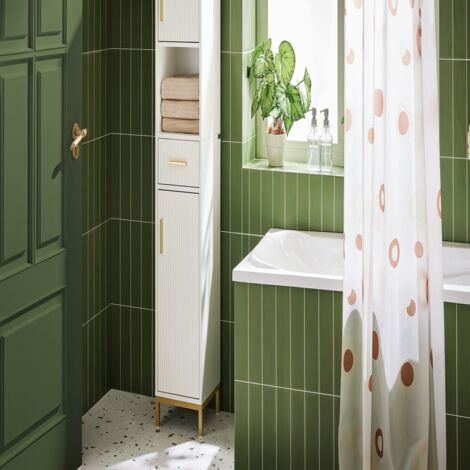 Commande D'angle étroite HOOBRO 30x30x141 Cm - 3 Tiroirs Tissu Amovibles - Style Industriel Blanc - Pour Salle De Bain Ou Salon