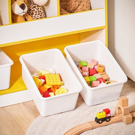 Bibliothèque pour Enfant KMB79-W SoBuy - avec 3 Étagères, 4 Compartiments et 2 Boîtes de Rangement, 60x34x80 cm - Puériculture & Eveil bébé