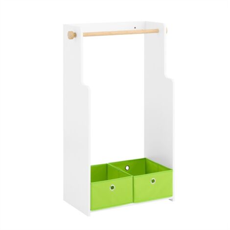 Portant Vêtements Enfant Ours Mignon 3 Hauteurs Réglables - Garde-Robe Bébé Sur Roulettes Avec Panier 50 Kg Charge Max