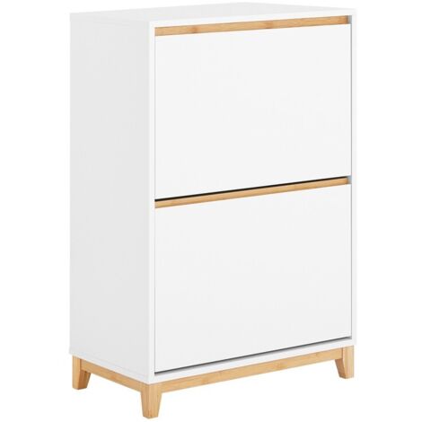 SoBuy Meuble Chaussure Armoire à Chaussures 3 Abattants Blanc - L53xP24xH117 Cm FSR94-W