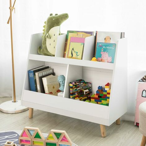 Bibliothèque Rangement Jouets Pour Enfants Avec Compartiments De Rangement  Et 3 Paniers, Kmb34-w - Petit meuble enfant BUT