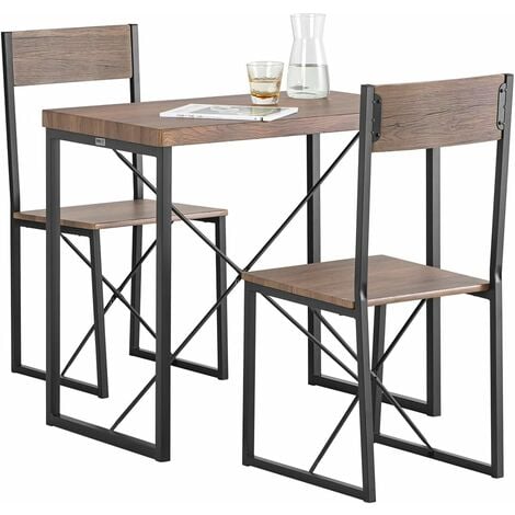 Set de 1 Table + 2 Chaises Table à Manger Table de Cuisine Ensemble Table de Balcon + 2 tabourets avec Dossier mobilier de Jardin, SoBuy® OGT19-N