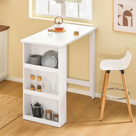 Sobuy – Table bar moderne 3 étagères 112x57x106cm – Panneaux de fibres de bois et métal – Charge 30kg par étagère – FWT17IIW (1/5)