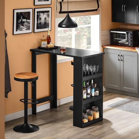 Sobuy – Table de bar haute 112 x 57 x 106 cm – Construction en panneaux de particules et MDF – 3 étagères latérales – FWT17IISCH (1/5)