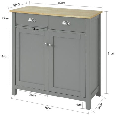 Rangement Table Console Meuble de Rangement pour entrée Chambre Salon avec 2 tiroirs et 2 Portes- Gris Clair,SoBuy® FSB25-HG