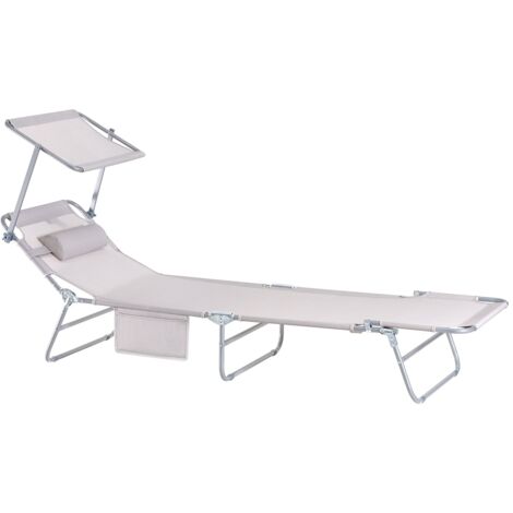 Chaise Longue Bain de Soleil Transat de Relaxation Pliant Chaise de Camping Inclinable, Pliable et Réglable avec Pare Soleil,SoBuy OGS48-MI (1/5)