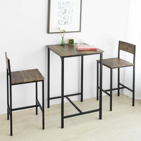Ensemble Table de Bar + 2 Chaises de Bar Table Mange-Debout Table Haute Cuisine Set,SoBuy OGT27-N