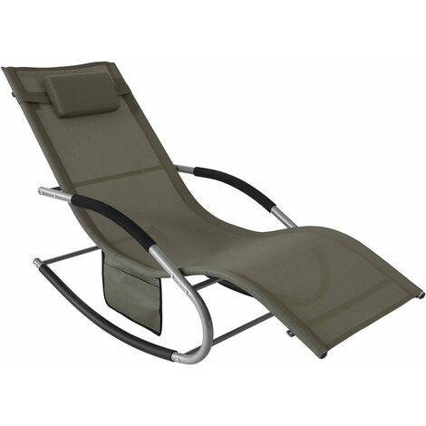 Sobuy – Chaise longue transat pliable en aluminium – Bain de soleil ergonomique – Assise en textilène imperméable – OGS28BR