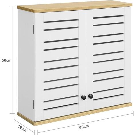 SoBuy BZR42-W Meuble Haut de Salle de Bain avec 2 Portes Placard Commode Meuble de Rangement Mural Armoire Suspendue