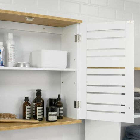 SoBuy BZR42-W Meuble Haut de Salle de Bain avec 2 Portes Placard Commode Meuble de Rangement Mural Armoire Suspendue