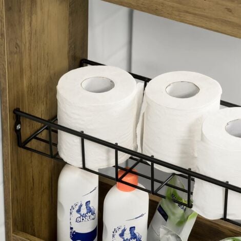 SoBuy BZR46-N Chariot de Rangement Mobile sur 3 Niveaux Étagère de Niche à Roulettes en Bois et métal