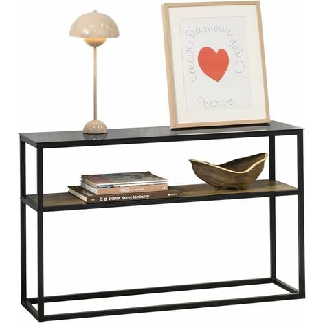 SoBuy FSB43-SCH Table Console avec Surface en Verre Table d'Entrée en Métal Table Décorative Buffet