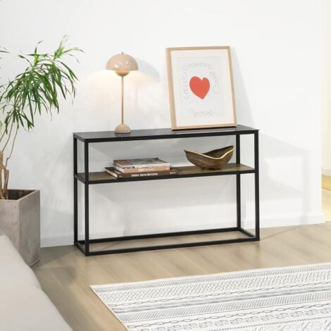 SoBuy FSB43-SCH Table Console avec Surface en Verre Table d'Entrée en Métal Table Décorative Buffet