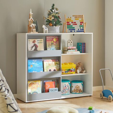 SoBuy KMB33-W Étagère pour Enfants Commode pour Chambre d'Enfant avec Porte Coulissante Étagère à Jouets