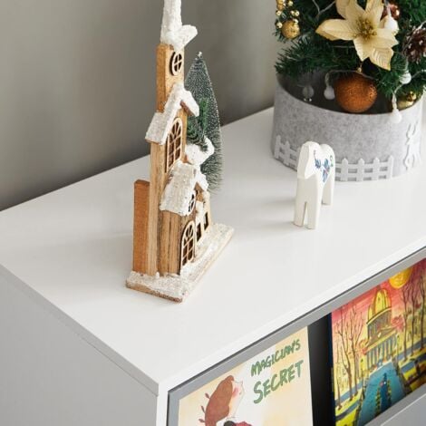 SoBuy KMB33-W Étagère pour Enfants Commode pour Chambre d'Enfant avec Porte Coulissante Étagère à Jouets