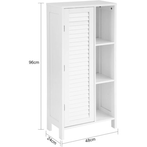 SoBuy BZR39-W Meuble Bas Meuble Colonne Placard de Rangement Armoire pour Cuisine, Salle de Bain, Toilette, Meuble de Salle de Bain avec 1 Porte et 3 étagères Blanc