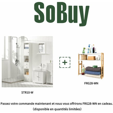 SoBuy Porte Papier Toilette Vertical, étroit, Meuble WC, Support Papier  Toilette, Armoire Toilettes, BZR85-W