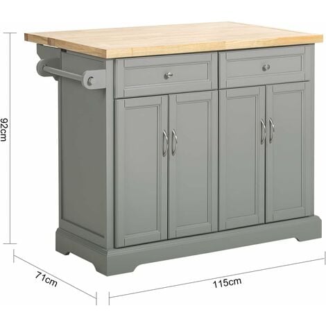 SoBuy FKW71-HG îlot de Cuisine Desserte sur roulettes Meuble de Cuisine de Service Roulant avec Plans de Travail Rabattable - Grande Armoire de Rangement