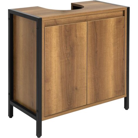 Sobuy – Meuble sous vasque 2 étages BZR63PF – Dimensions L60 x P30 x H60 cm – Matériau panneaux de particules et fer – Capacité max 30 kg