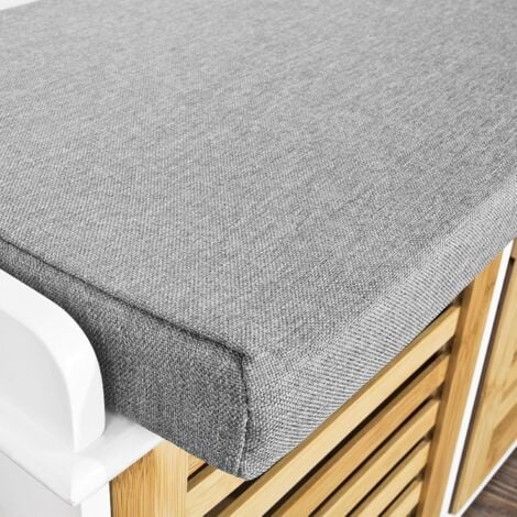 Banc de Rangement avec coussin rembourré et 3 cubes, Meuble d'Entrée Commode à Chaussure Banquette confortable SoBuy® FSR23-WN