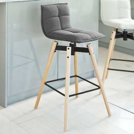 Tabouret De Bar Cuisine Rotatif A 360 Avec Dossier Et Repose Pieds Fauteuil Bistrot Haute