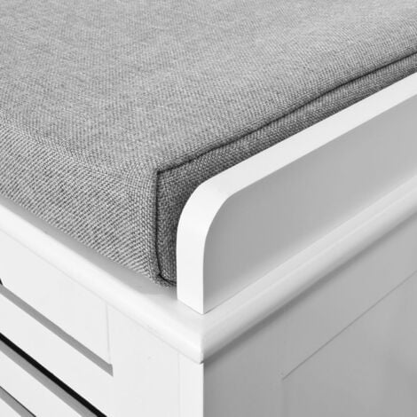 Meuble d’Entrée Élégant avec Assise Confortable & 3 Cubes, Banc de Rangement 105×35×43 cm, Montage Facile, Anti‑Dérapant & Capacité 120 kg, Blanc, SoBuy FSR23‑W