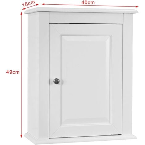 Meuble Haut de Salle de Bain - 1 porte Placard Commode Meuble de Rangement Mural Armoire Suspendue SoBuy® FRG203-W
