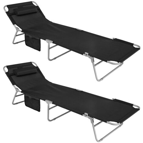 Sobuy – Transat de jardin pliant inclinable – Lot de 2 chaises – Structure en métal antirouille – Dimensions 195x62x29cm – Capacité 120kg – OGS35SCHX2 (1/5)