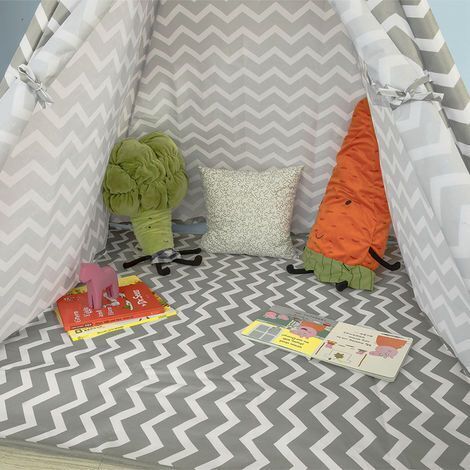 SoBuy OSS03-WHG Speeltent Kinderen Indianen Tipi Tipi-tent - Wit met Grijs