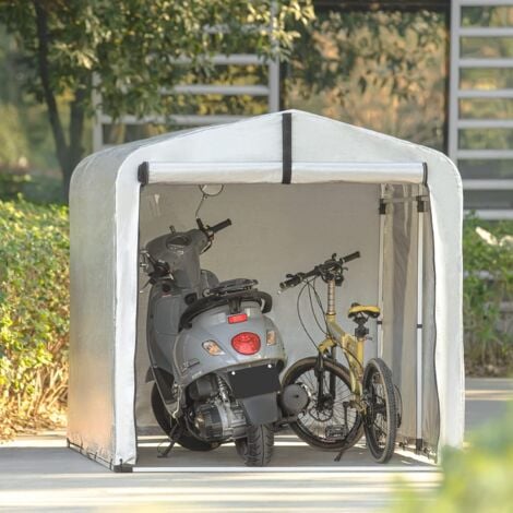SoBuy KLS11-L Abri de Jardin Tente de Stockage Multifonctionnel Abri de Vélo Garage pour Vélo Tentes de vélo Extérieur en Couleur d’Argent, 159x219x165 cm