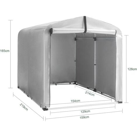 SoBuy KLS11-L Abri de Jardin Tente de Stockage Multifonctionnel Abri de Vélo Garage pour Vélo Tentes de vélo Extérieur en Couleur d’Argent, 159x219x165 cm