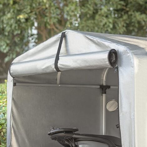 SoBuy KLS11-L Abri de Jardin Tente de Stockage Multifonctionnel Abri de Vélo Garage pour Vélo Tentes de vélo Extérieur en Couleur d’Argent, 159x219x165 cm